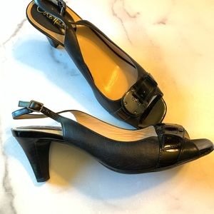 COLE HAAN NIKE AIR LEATHER OPEN TOE SLINGBACK 8.5